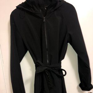 Black womens North Face tie waist hooded jacket
